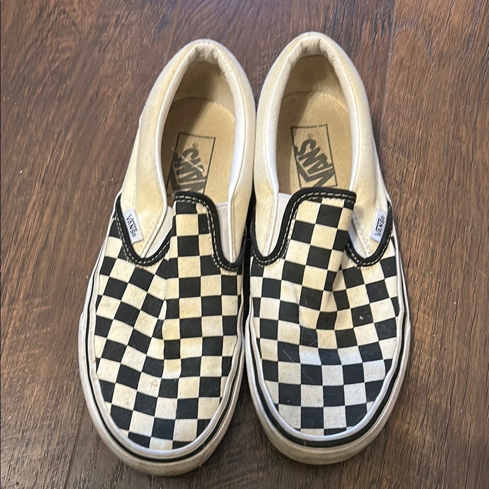 Vans Checkered Slip-On Shoes - Black and White
